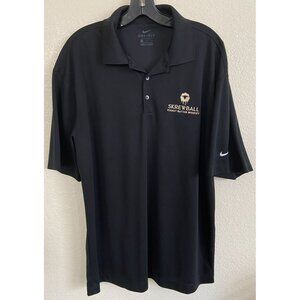 Nike Skrewball Peanut Butter Whiskey Promo Golf Polo Shirt Black Sheep LG NWOT